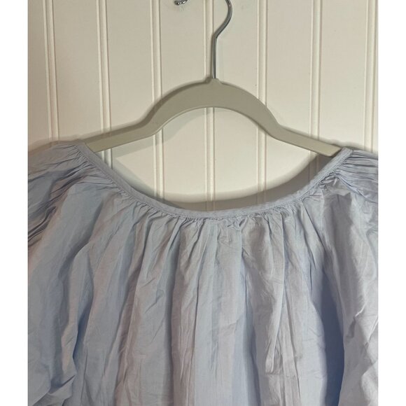 Chelsea & Theodore Light Blue Cotton Puff Sleeve Blouse Button Detail Womens S - Picture 8 of 13